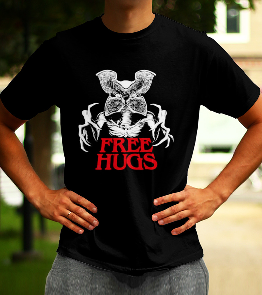 Free Hugs Upside Down Stranger Things Demogorgon T-Shirt