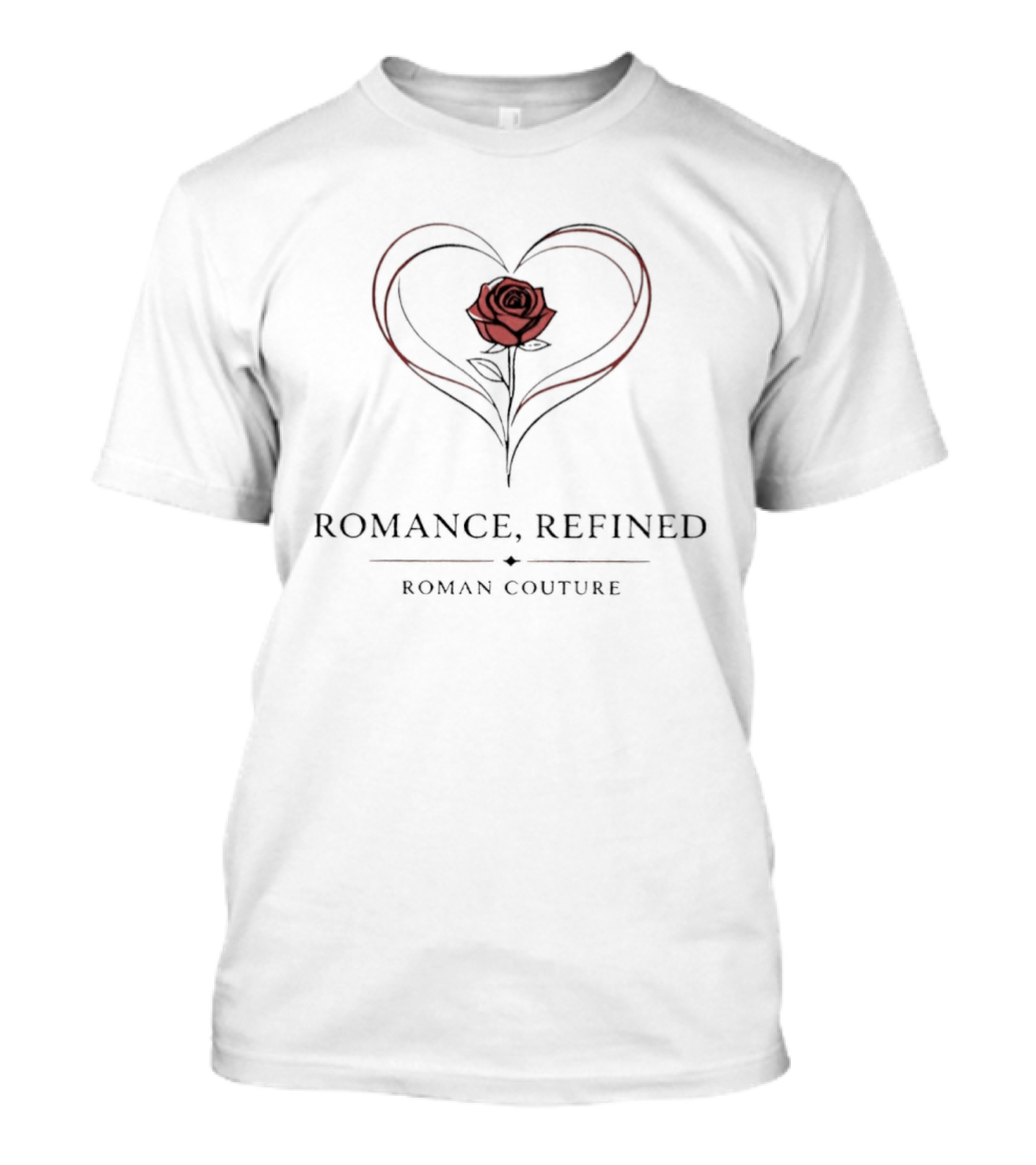 Romance Refined Roman Couture Rose Heart Shape T-Shirt