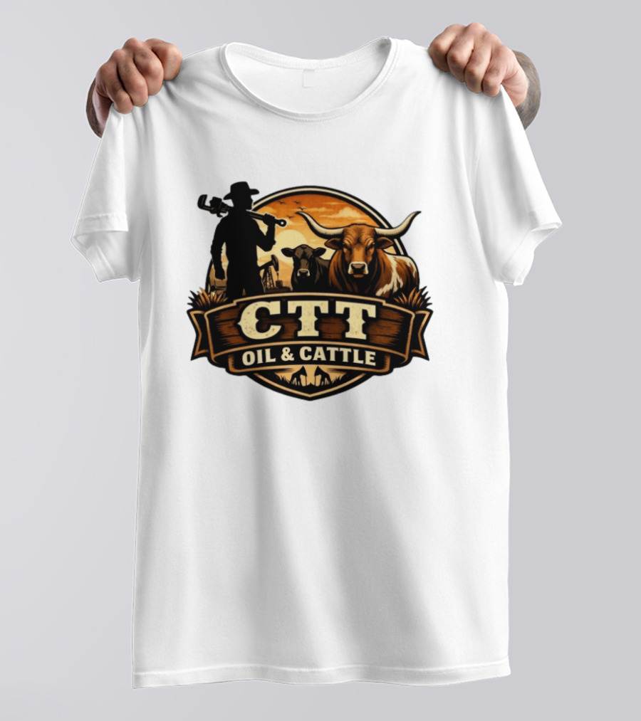CTT Oil And Cattle Western Ranching Cowboys And Livestock T-Shirt
