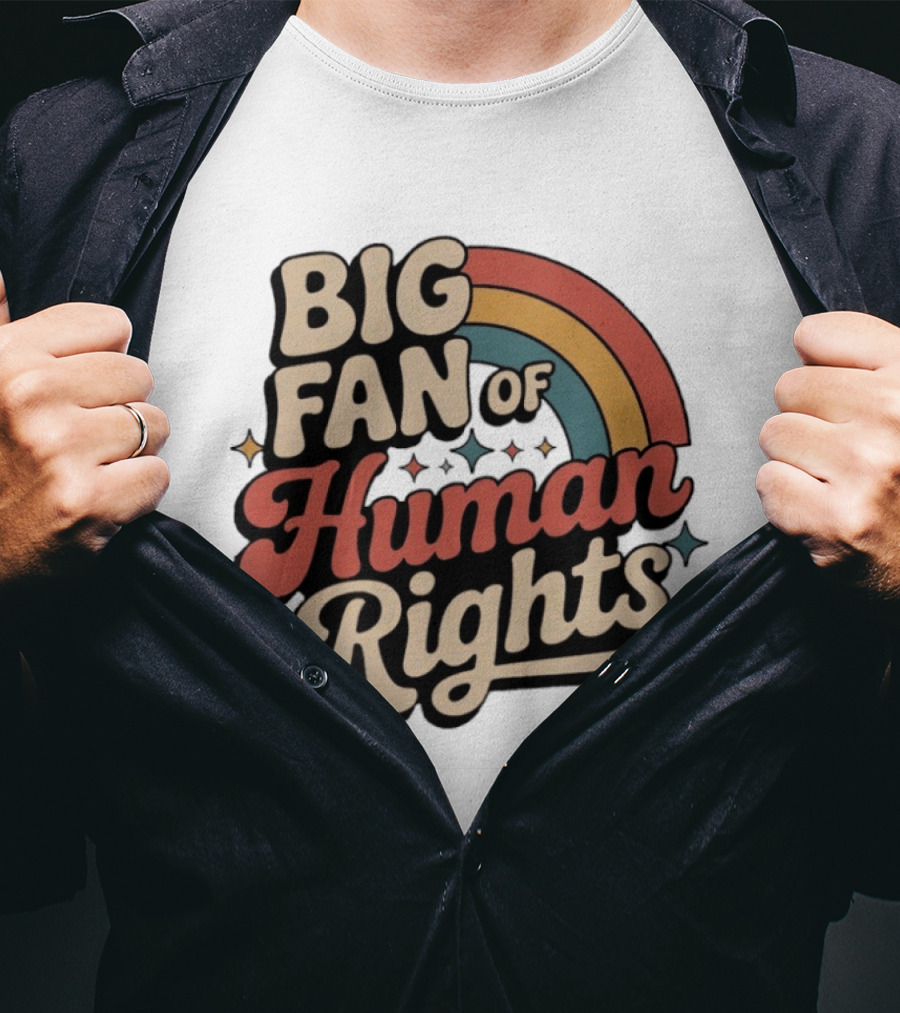 Big Fan Of Human Rights Retro Rainbow T-Shirt