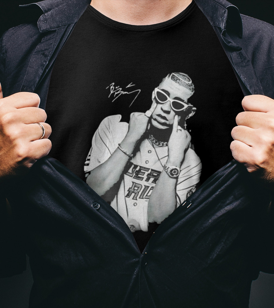 Benito Antonio Martinez Ocasio Bad Bunny Signature Puerto Rico Baseball Jersey Look T-Shirt