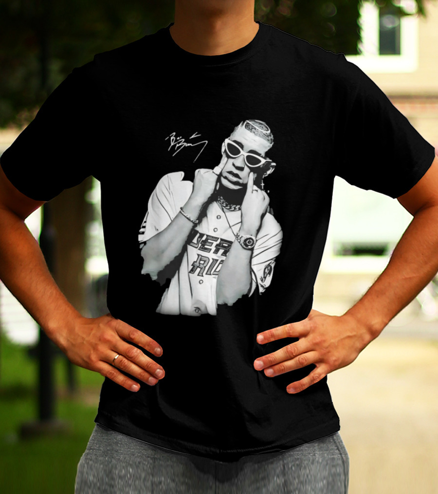 Benito Antonio Martinez Ocasio Bad Bunny Signature Puerto Rico Baseball Jersey Look T-Shirt