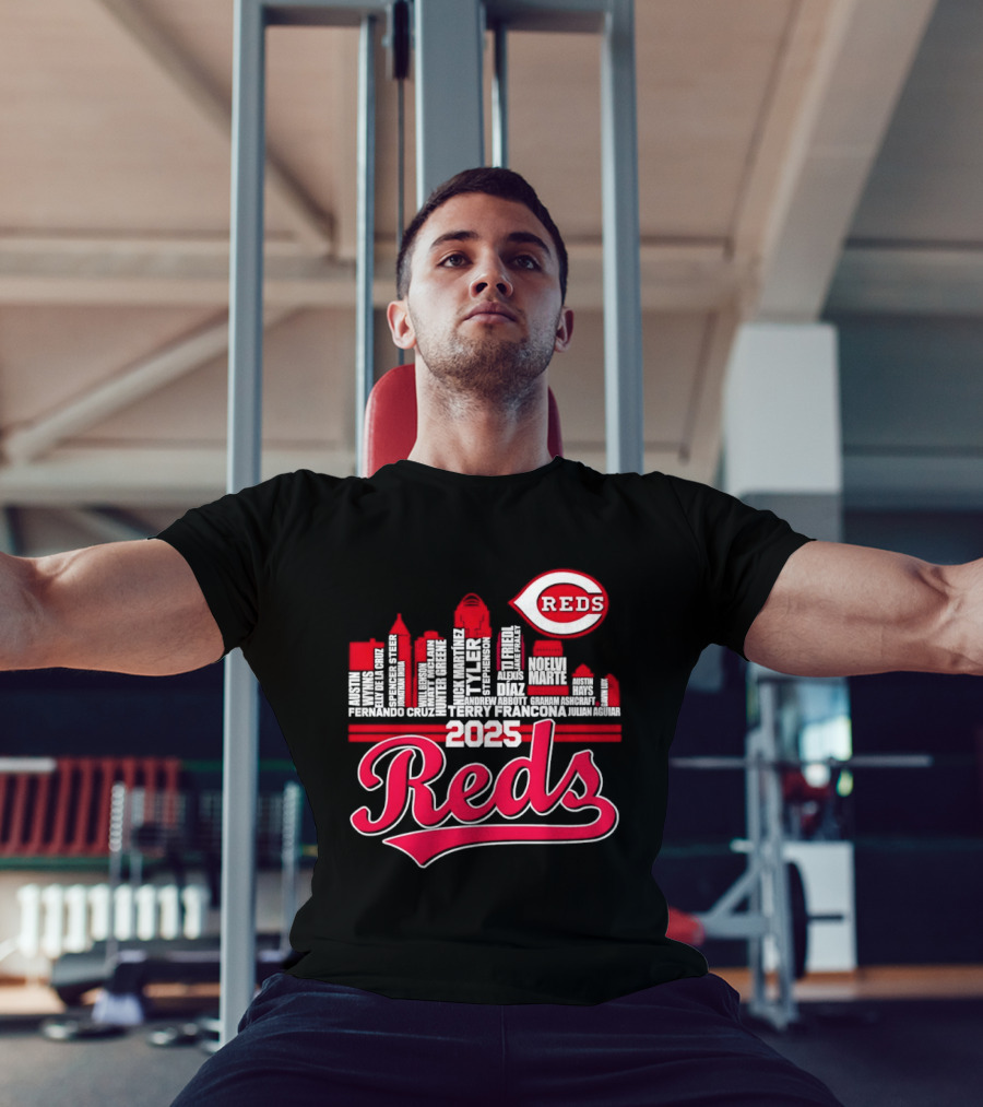 Cincinnati Reds Skyline Players 2025 Reds T-Shirt