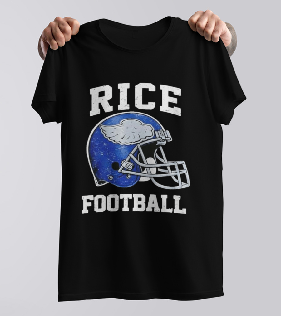 Rice Football Blue Winged Helmet T-Shirt