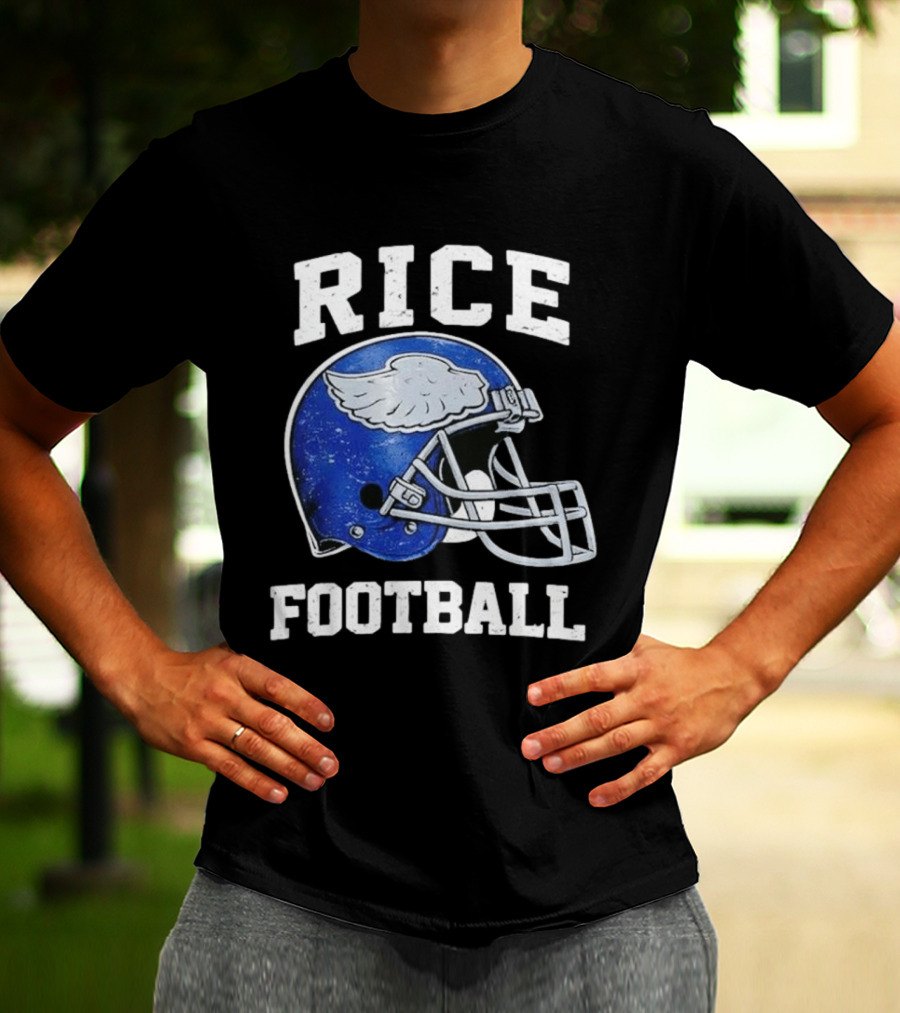 Rice Football Blue Winged Helmet T-Shirt
