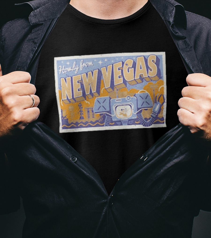 Howdy From New Vegas Fallout Robot Postcard T-Shirt