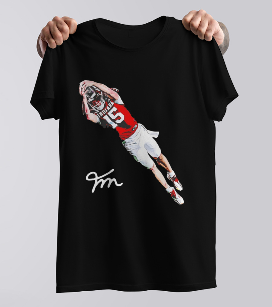 Fernando Mendoza Indiana Hoosiers Natty Flippin' Champs Iconic 15 Leap Signature T-Shirt