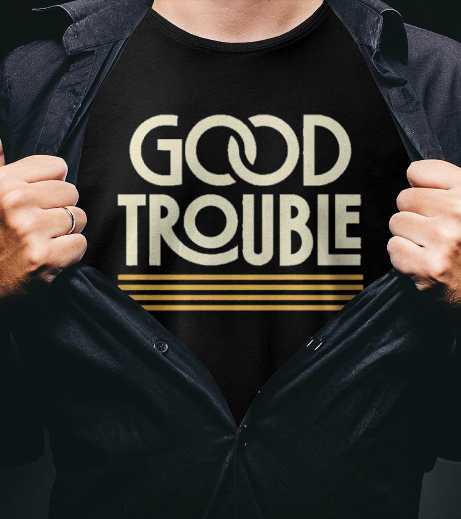 Good Trouble Yellow Lined T-Shirt