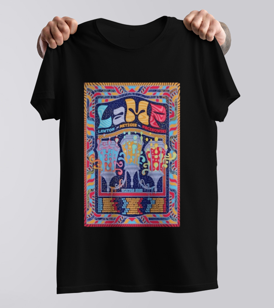LAMP Lawton Metzger Paczkowski Feb 26 2026 Amherst MA Vibrant Psychedelic T-Shirt
