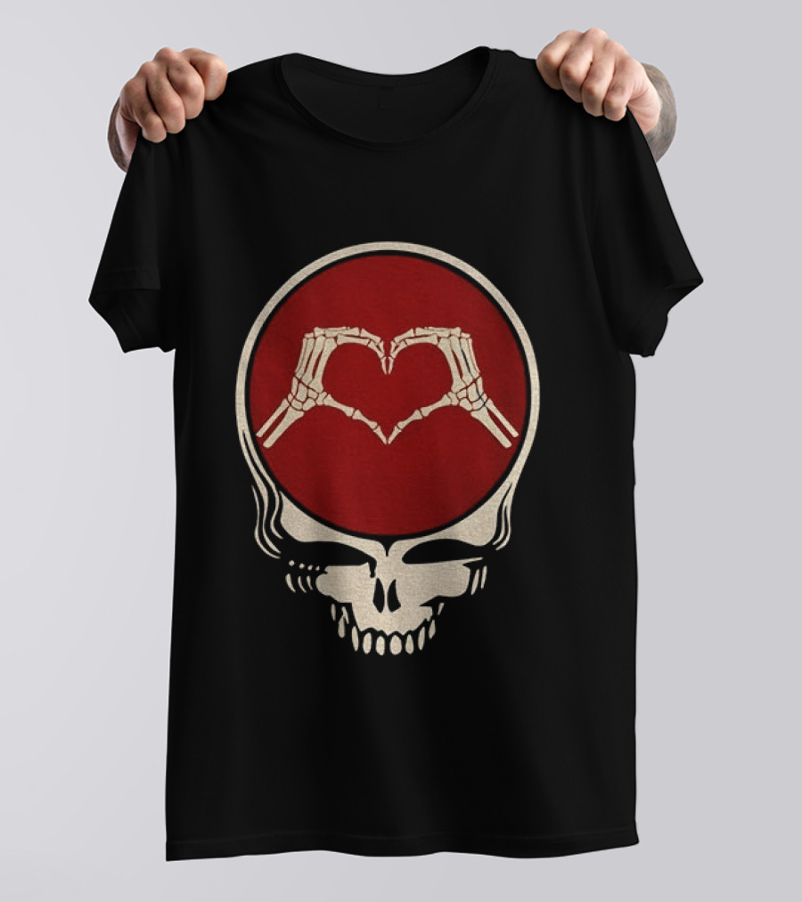 Grateful Dead Skull Skeleton Heart Hands Valentines Jerry Garcia Bob Weir T-Shirt