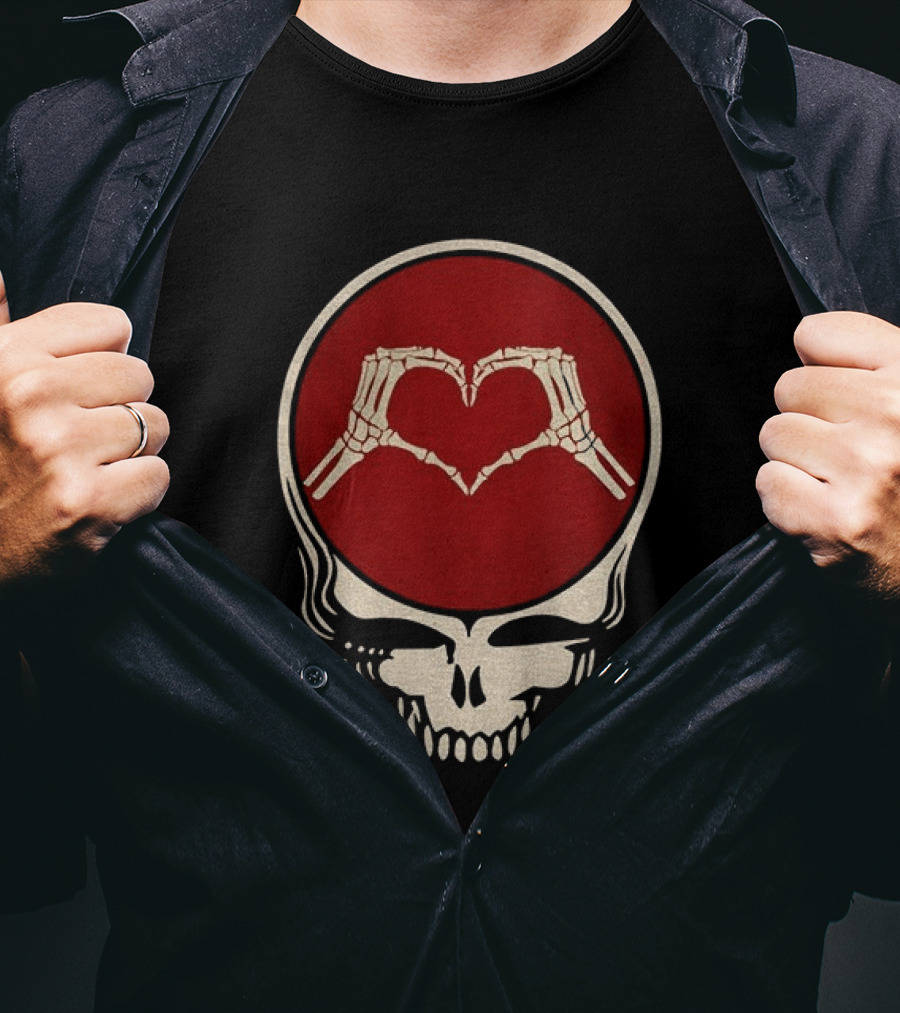 Grateful Dead Skull Skeleton Heart Hands Valentines Jerry Garcia Bob Weir T-Shirt