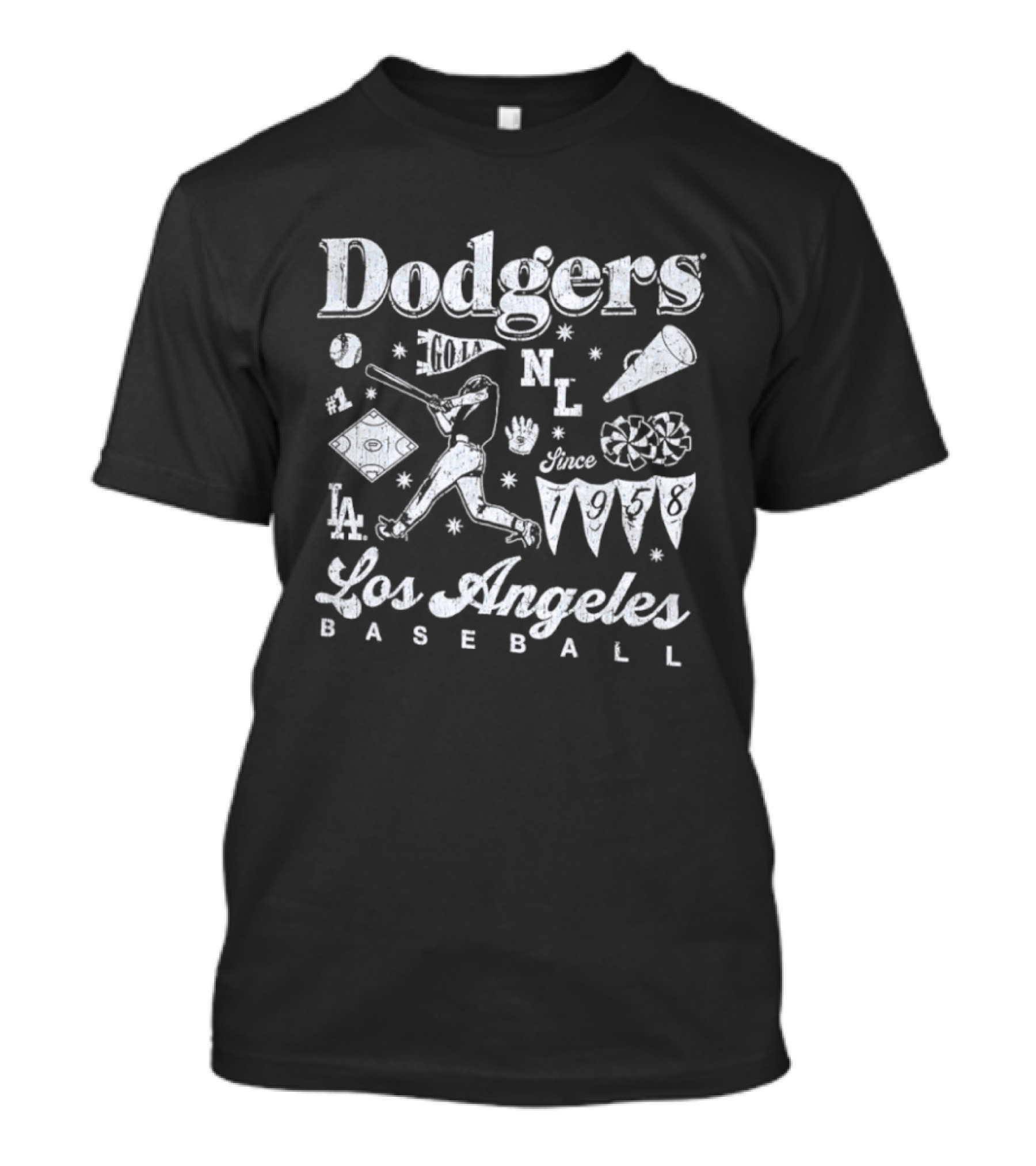 Dodgers Los Angeles Baseball Vintage Style Iconography MLB 1958 T-Shirt