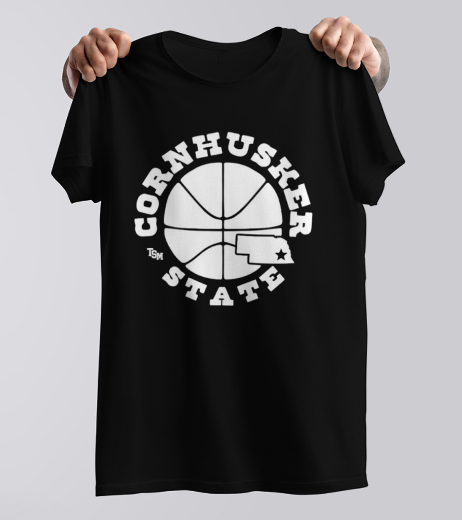 Cornhusker State Basketball Map Nebraska T-Shirt