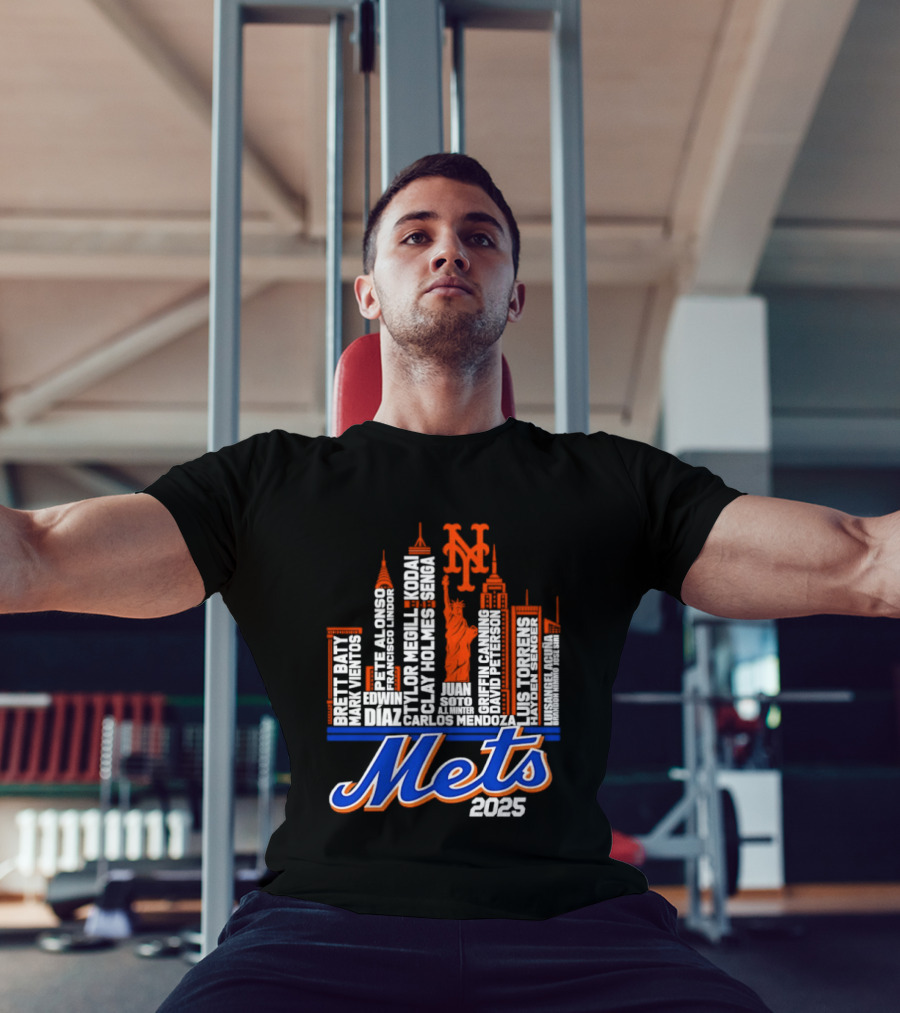 New York Mets Players City Skyline 2025 T-Shirt