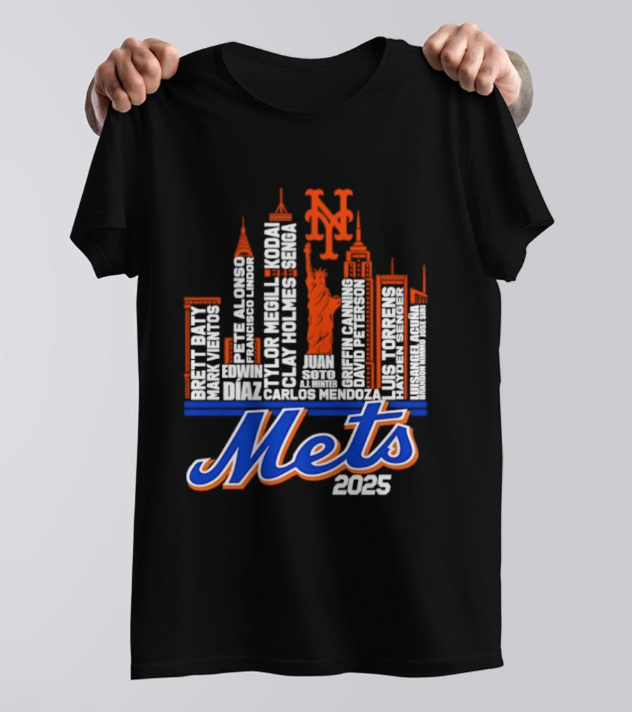 New York Mets Players City Skyline 2025 T-Shirt