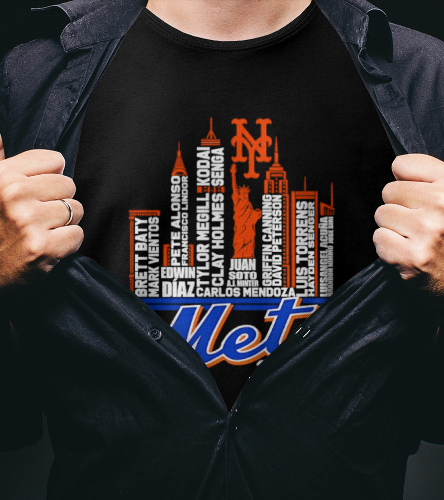 New York Mets Players City Skyline 2025 T-Shirt