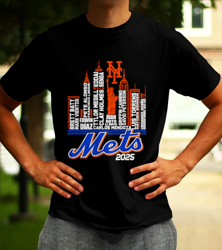 New York Mets Players City Skyline 2025 T-Shirt
