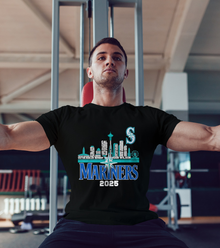 Seattle Mariners 2025 City Skyline Player Names Iconic S T-Shirt