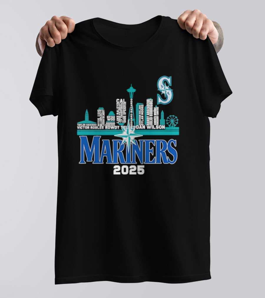 Seattle Mariners 2025 City Skyline Player Names Iconic S T-Shirt