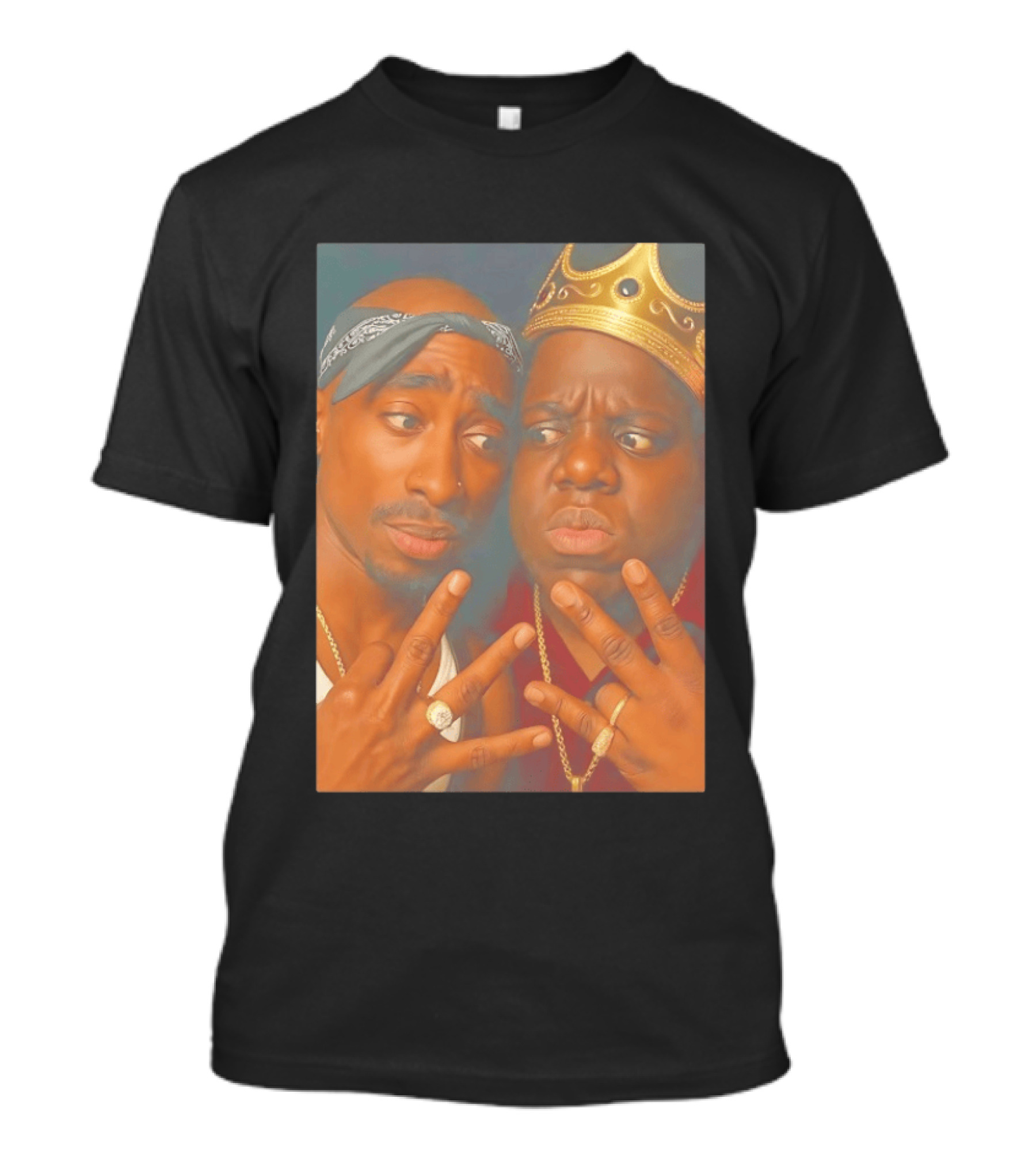 2Pac Biggie Smalls Meme With Bandana And Crown T-Shirt