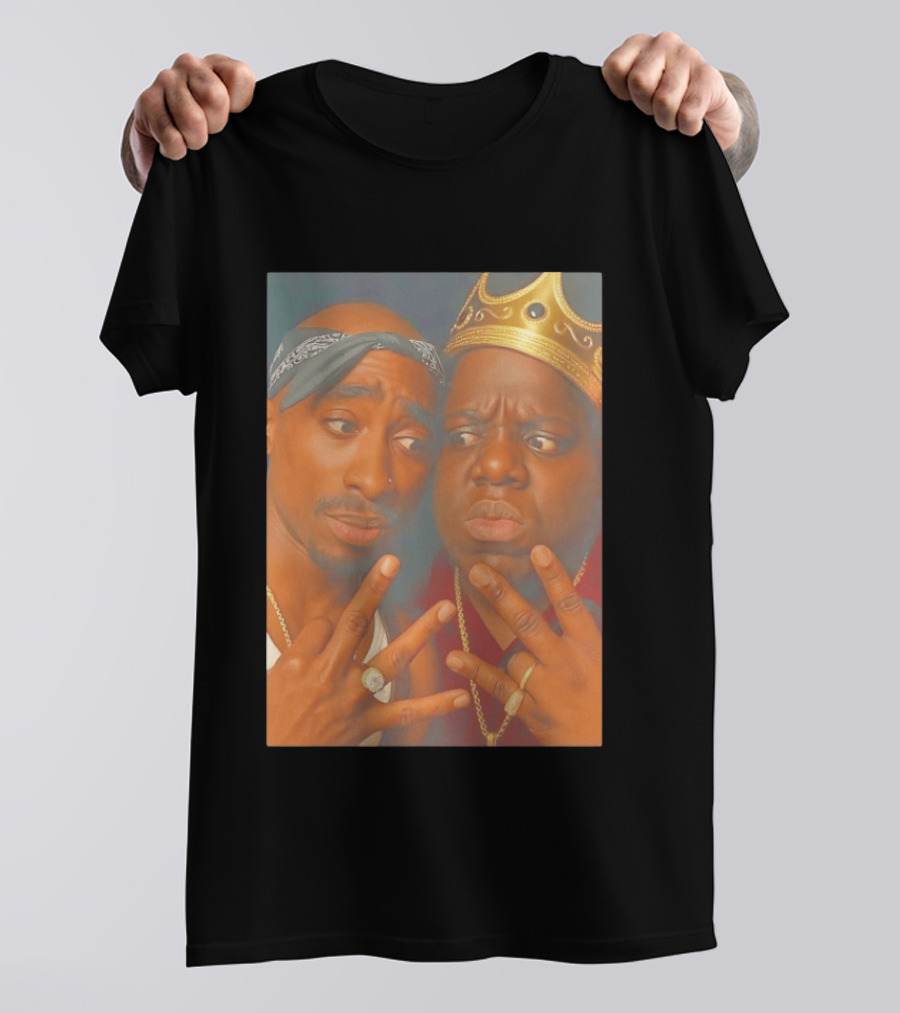 2Pac Biggie Smalls Meme With Bandana And Crown T-Shirt