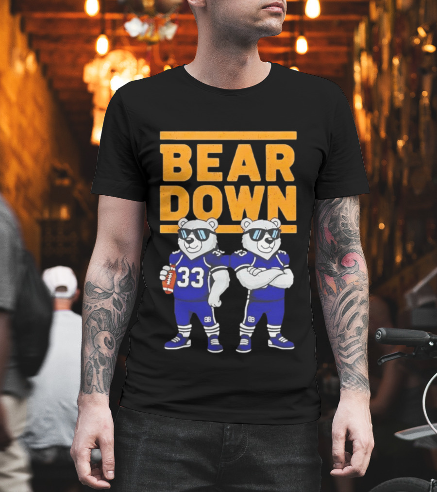 Bear Down Chicago Bears Football Cool Polar Bears Wearing Sunglasses T-Shirt