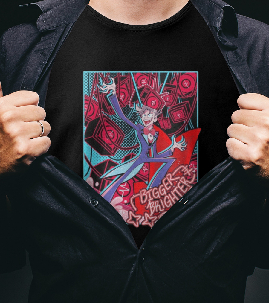 Bigger Brighter Future Character With Energetic Imagery And Vintage TV Motif T-Shirt