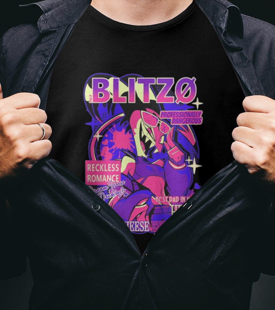 BLITZØ Professionally Dangerous Reckless Romance Dream Horse Dentist Hell's #1 Cheese T-Shirt
