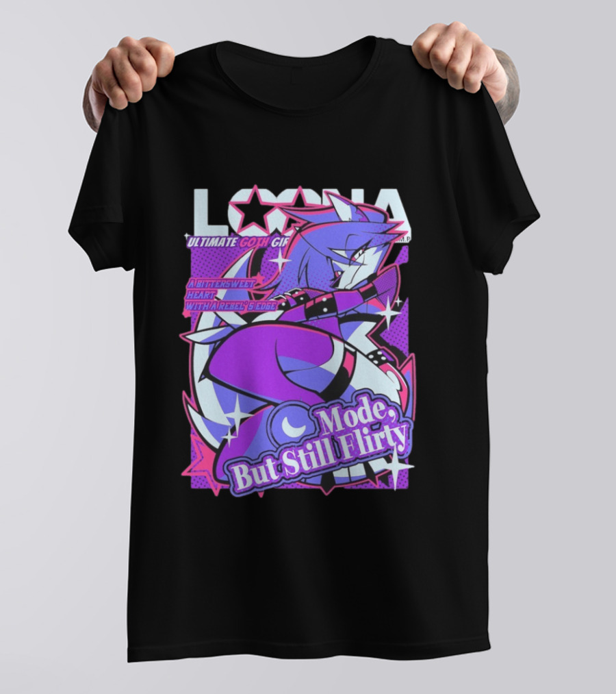 Loona Ultimate Goth Girl Mode But Still Flirty Helluva Boss A Bittersweet Heart With Rebel Edge T-Shirt