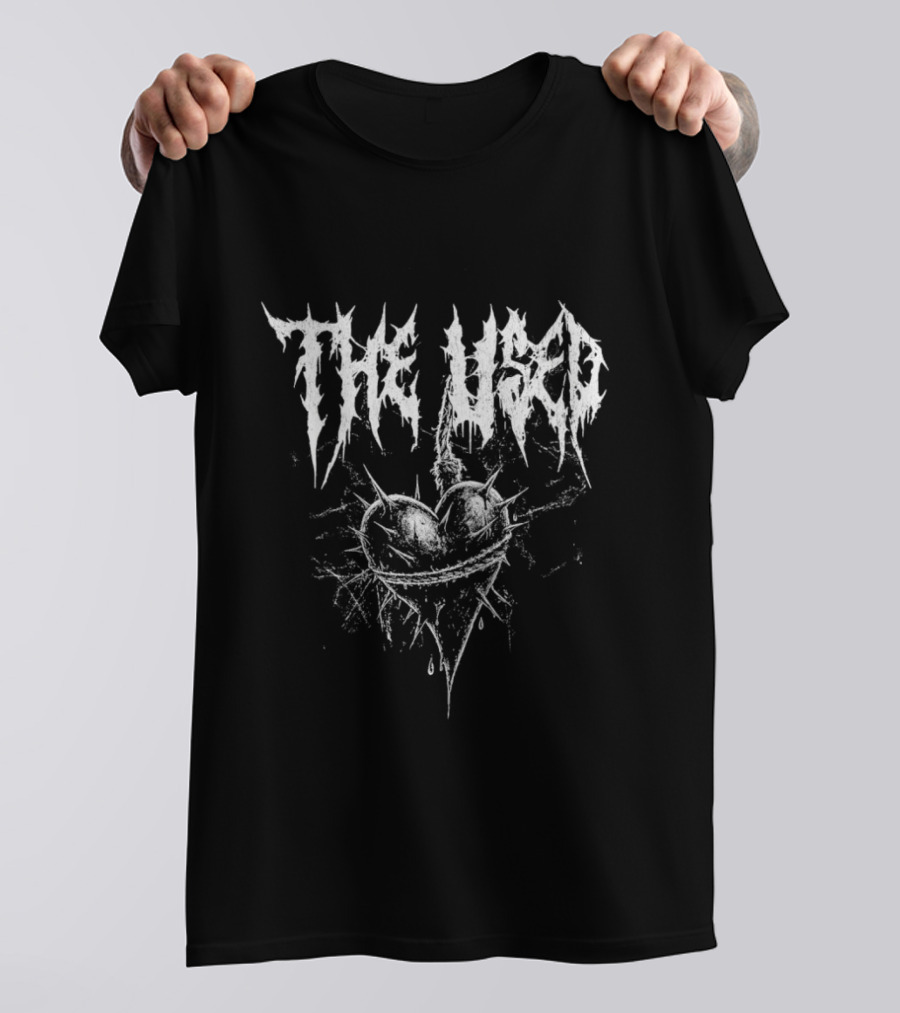 The Used Valentine 2026 Exclusive Spiked Heart Distressed Band T-Shirt
