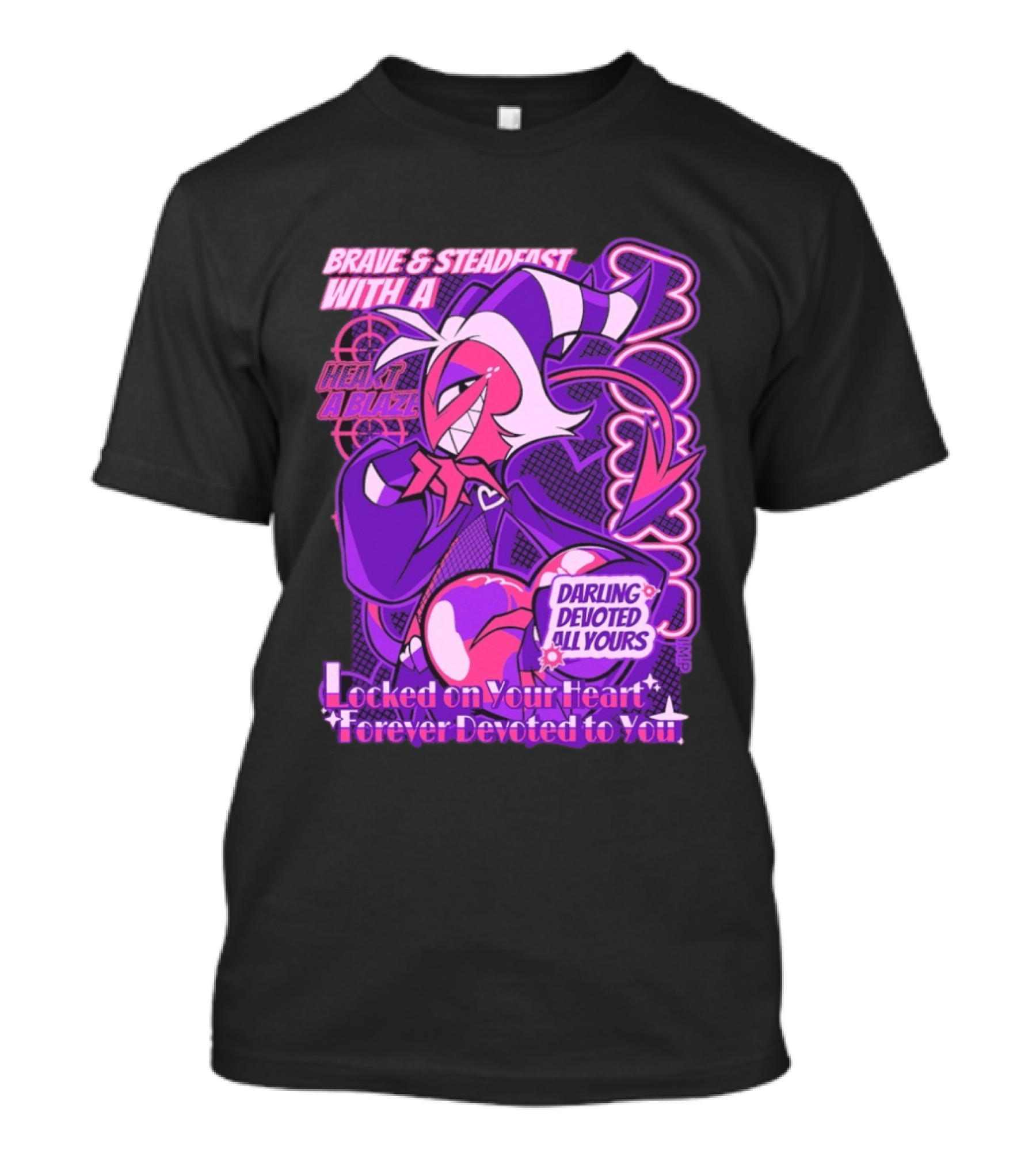 Brave And Steadfast Moxxie With A Heart Ablaze Darling Devoted All Yours Locked On Your Heart Forever Devoted To You T-Shirt