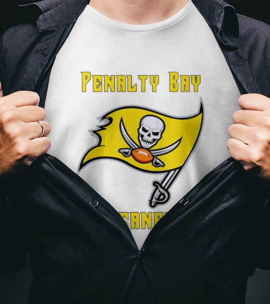 Penalty Bay Buccaneers Yellow Flag Football Skull Swords T-Shirt