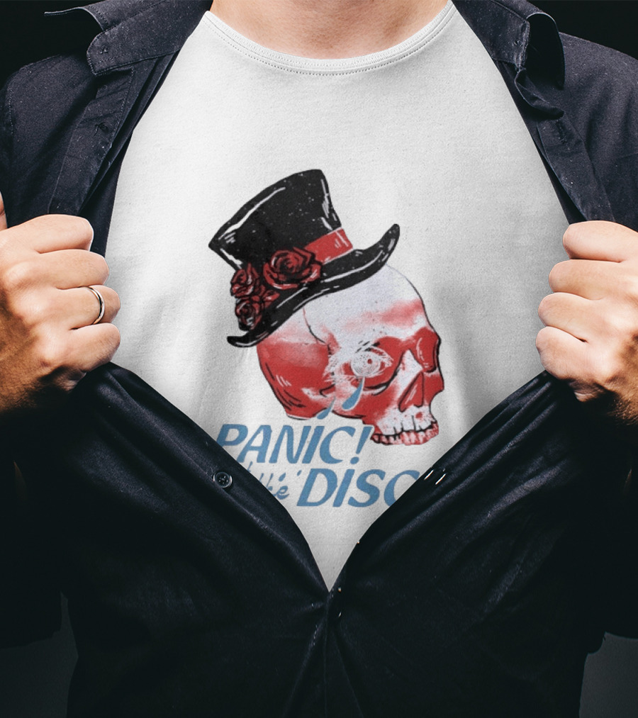 Panic At The Disco Skull Top Hat Roses T-Shirt
