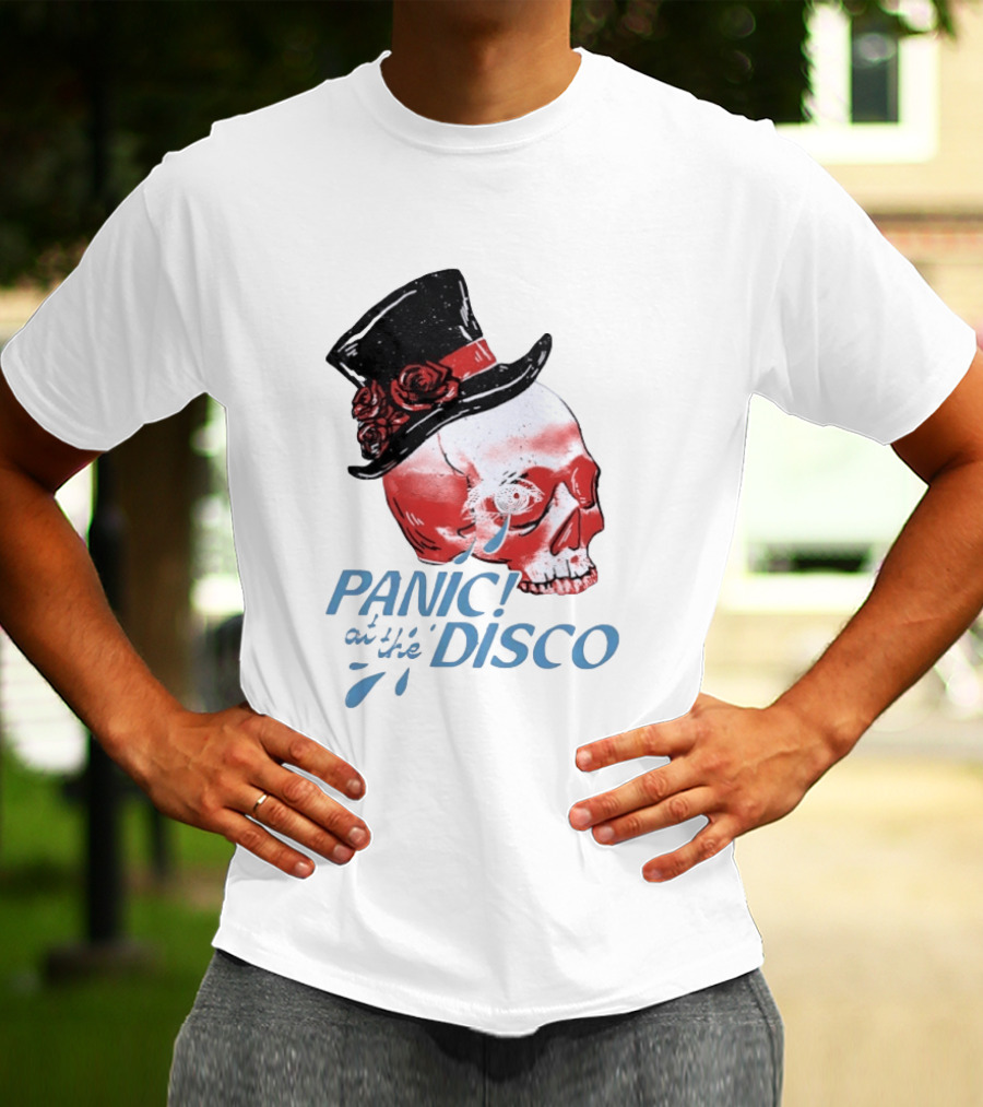 Panic At The Disco Skull Top Hat Roses T-Shirt