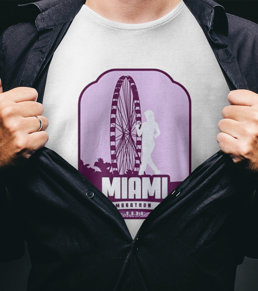 MIAMI Half Marathon 13.1 February 2 2025 Ferris Wheel T-Shirt
