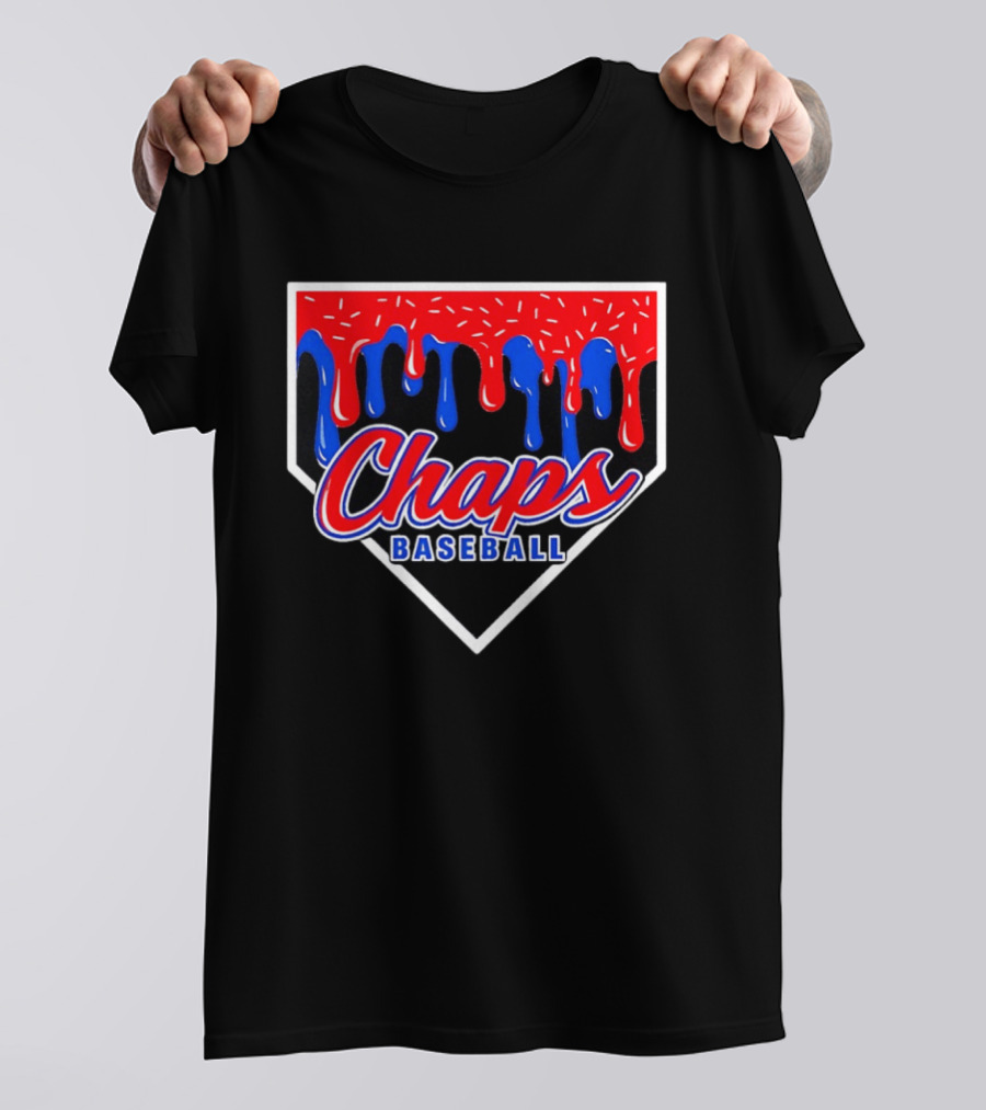 Chaps Baseball Blue Red Melting Motif T-Shirt