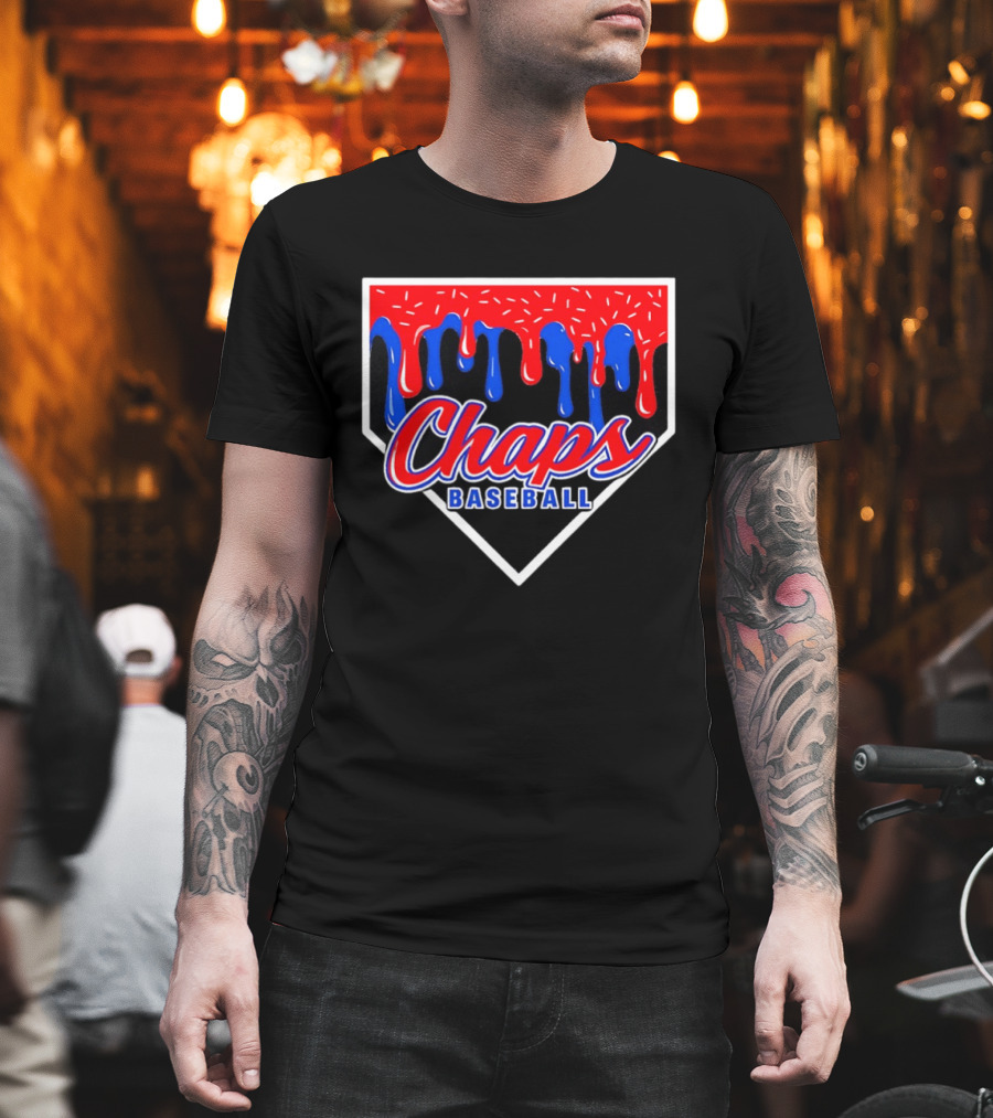 Chaps Baseball Blue Red Melting Motif T-Shirt