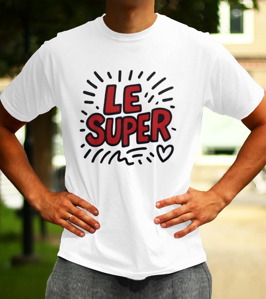 Le Super Text With Doodle Heart And Lines T-Shirt