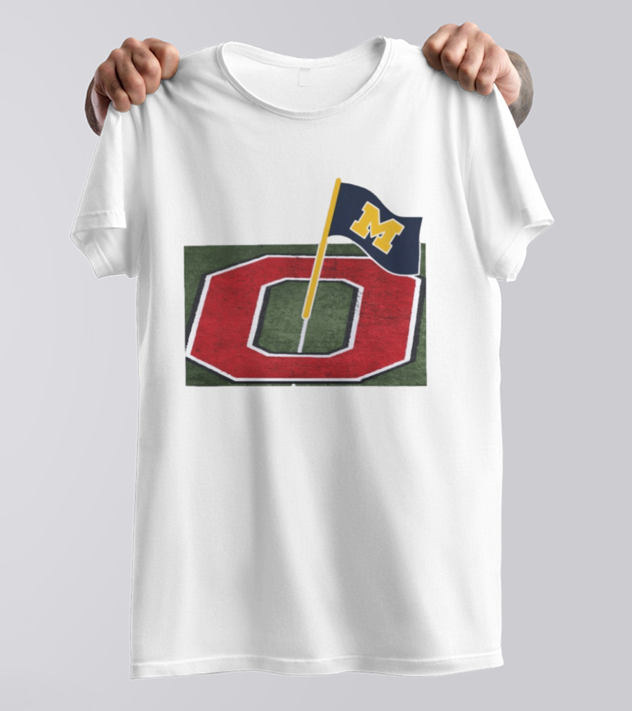 Michigan Flag Planting Ohio Rivalry Symbolic Gesture T-Shirt