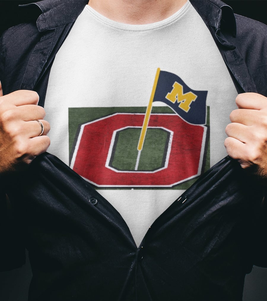 Michigan Flag Planting Ohio Rivalry Symbolic Gesture T-Shirt