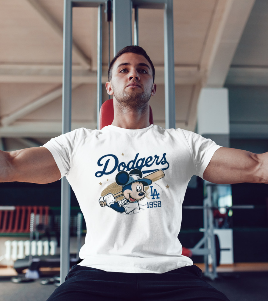 Dodgers Mickey Mouse LA 1958 Baseball T-Shirt