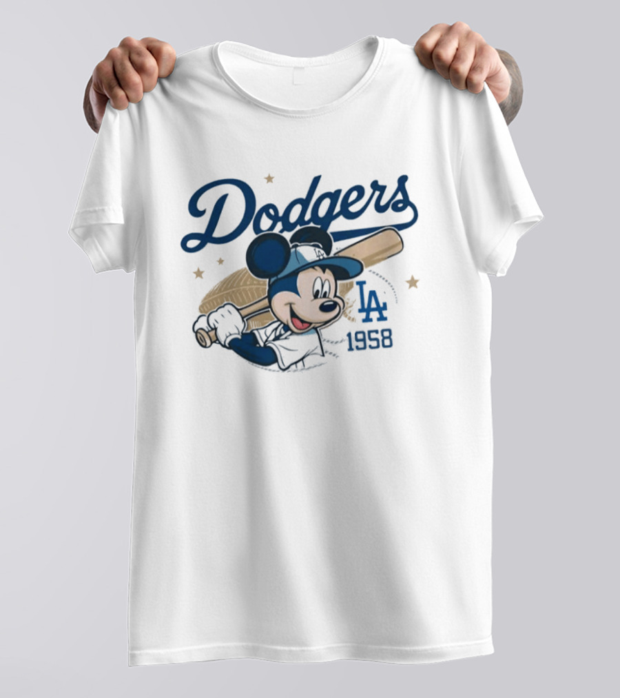 Dodgers Mickey Mouse LA 1958 Baseball T-Shirt