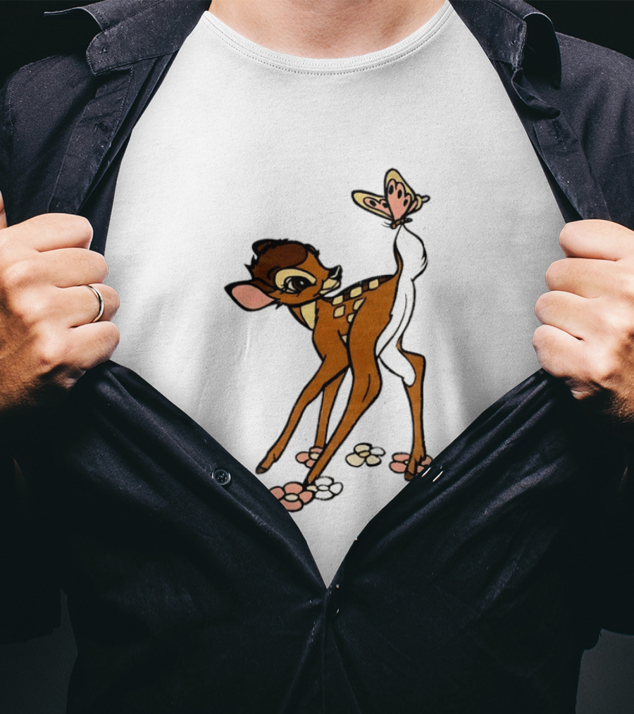 Bambi Baby Deer Butterfly Vintage Disney T-Shirt