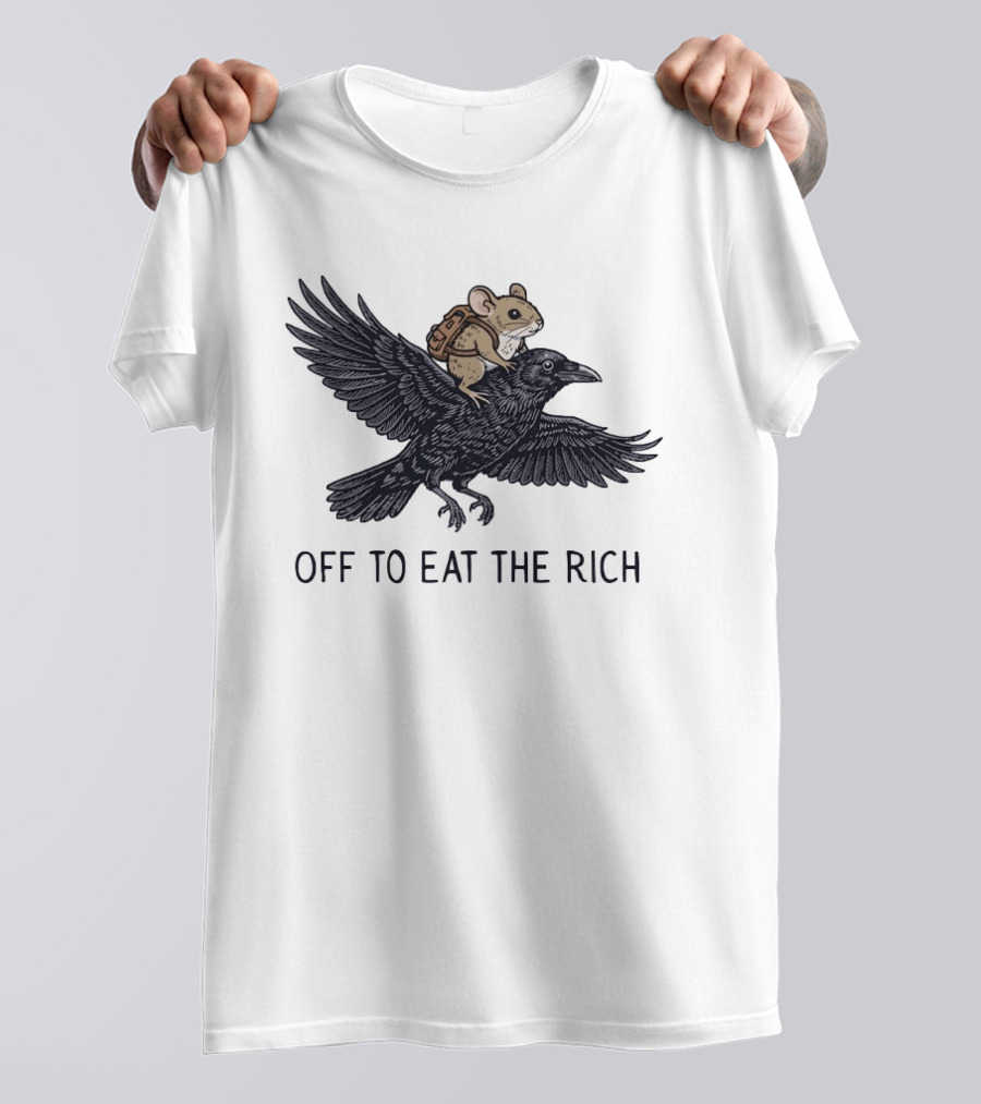 Mouse Riding Raven Off To Eat The Rich T-Shirt