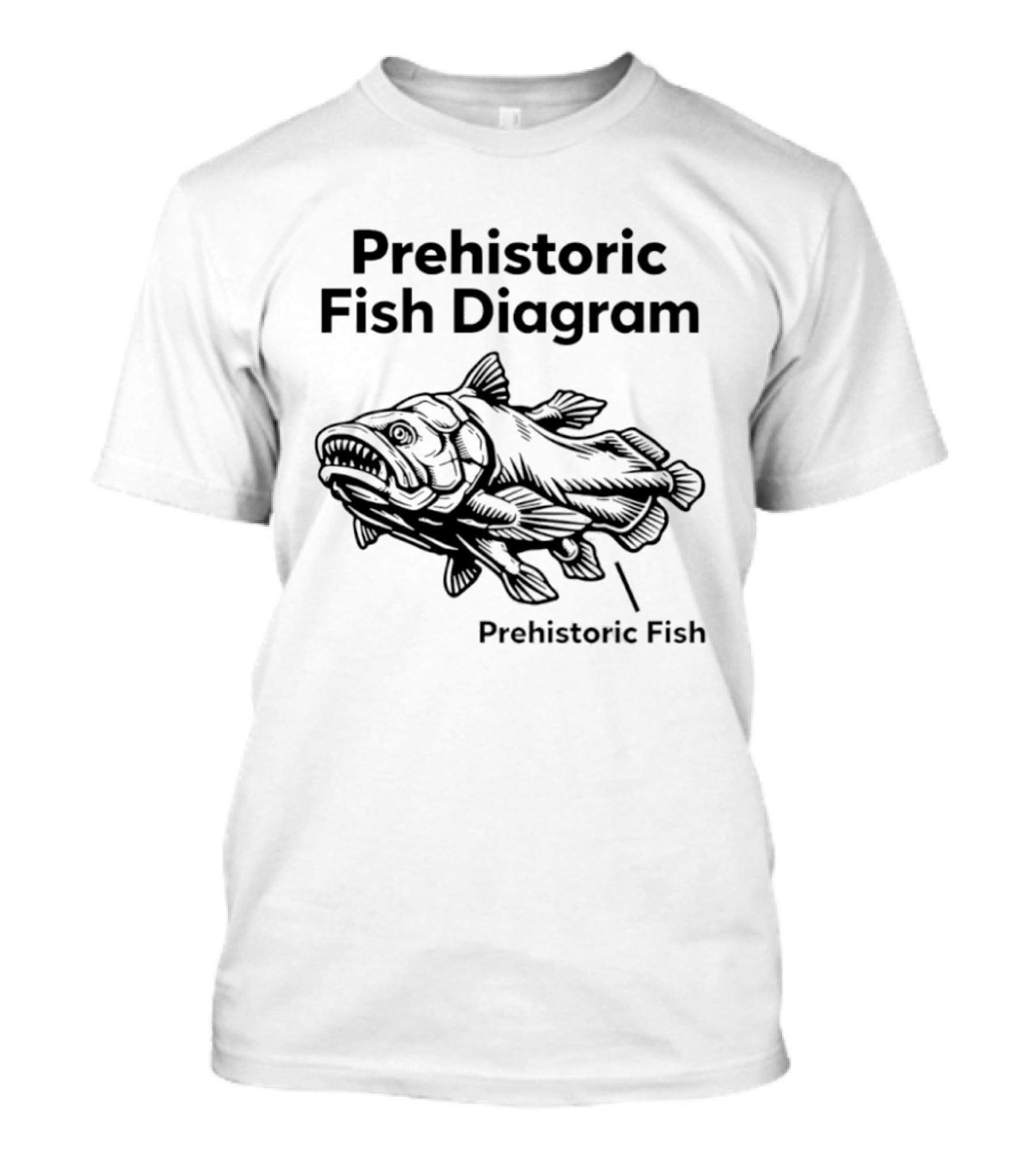 Prehistoric Fish Diagram Coelacanth Creature T-Shirt