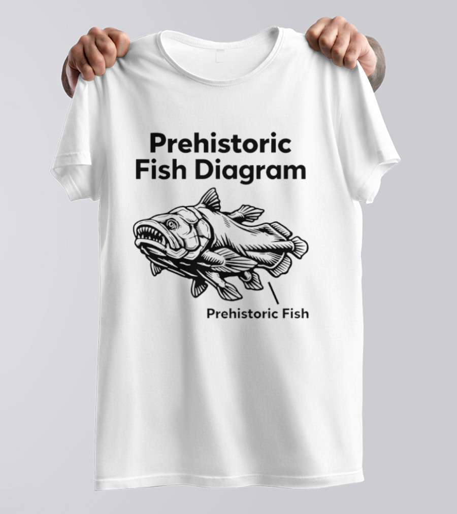 Prehistoric Fish Diagram Coelacanth Creature T-Shirt