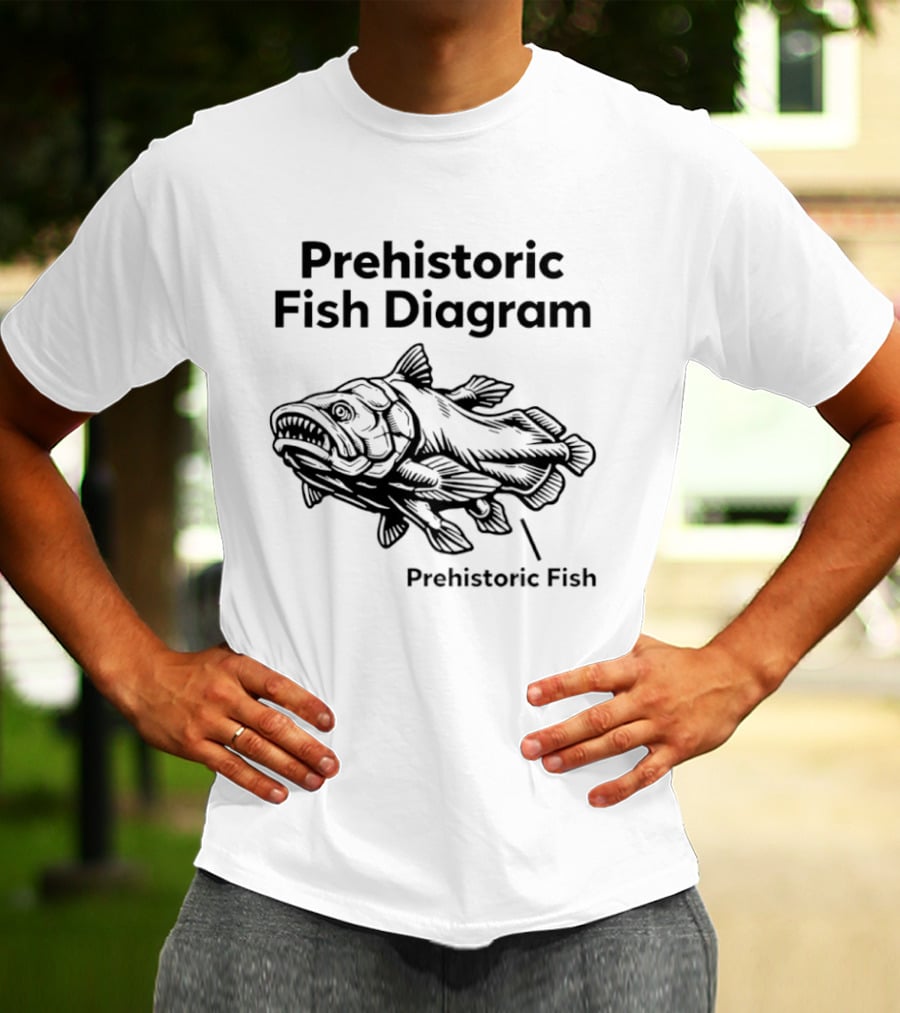 Prehistoric Fish Diagram Coelacanth Creature T-Shirt