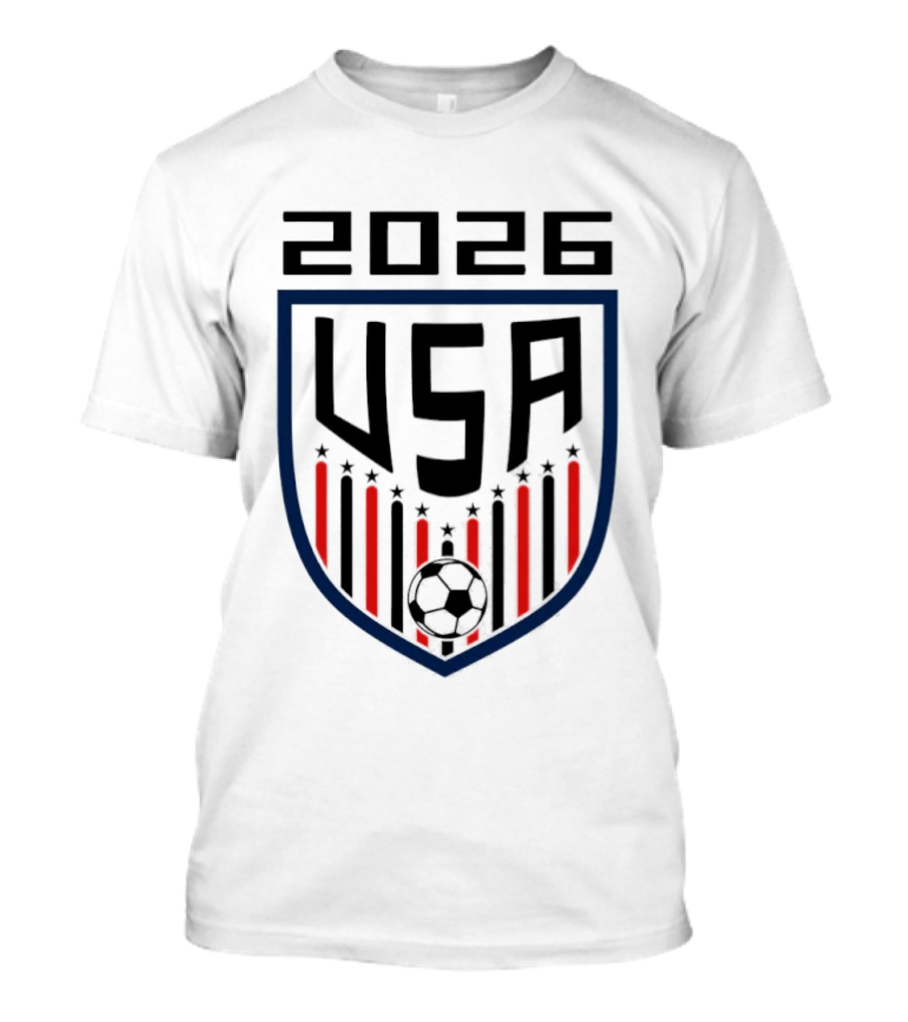 USA 2026 Soccer Emblem With Stars And Stripes Ball T-Shirt