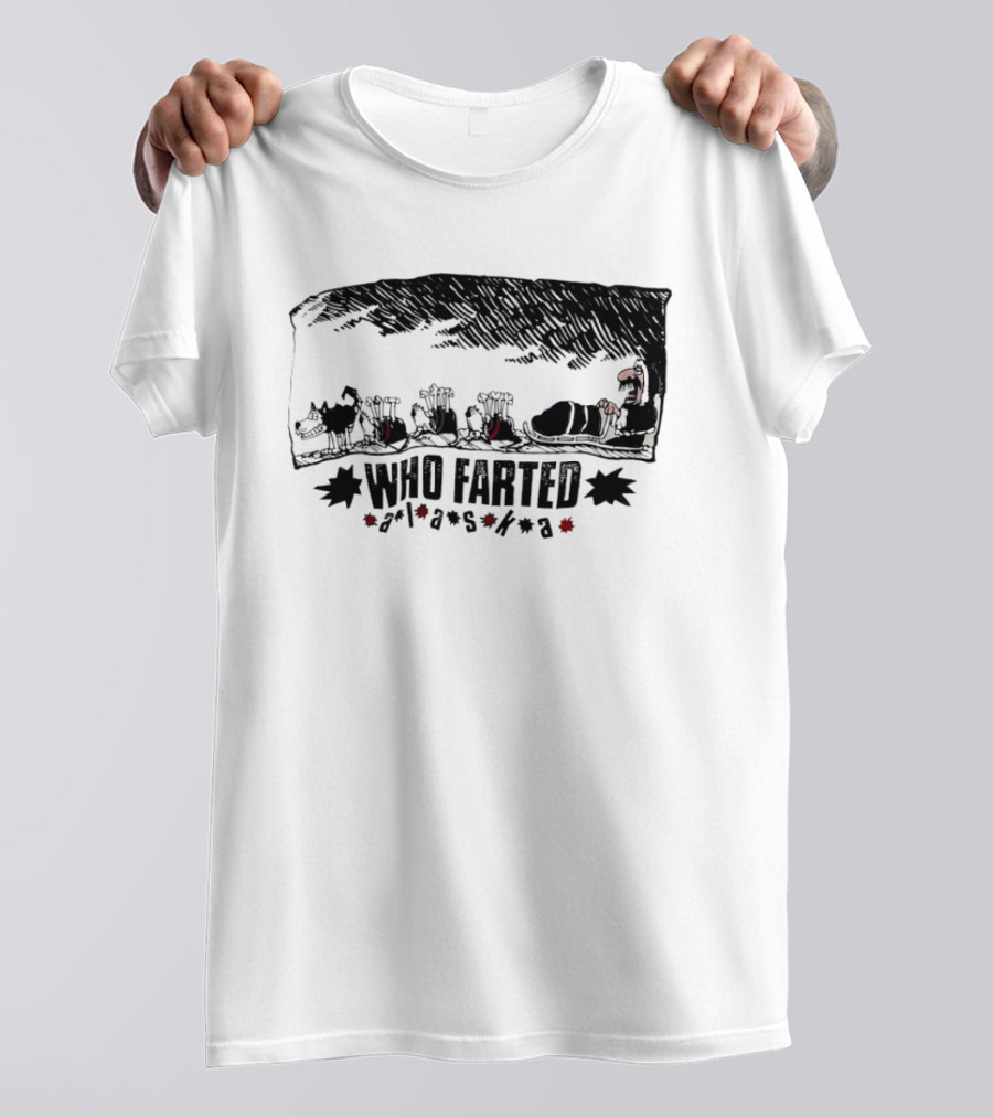 Who Farted Alaska Dog Sledding Adventure Cartoon Humor T-Shirt