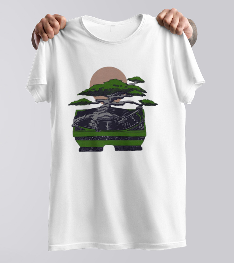 Zach Dempsey Bonsai Record Turntable Moon T-Shirt